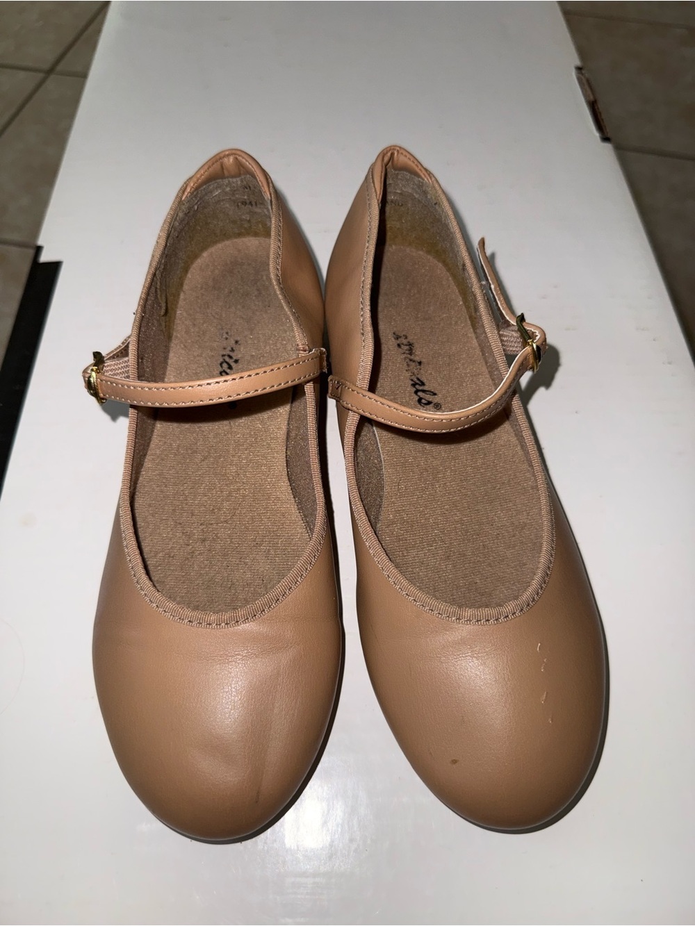 Girls' Mary Jane Tap Shoes in Tan with Buckle Strap
